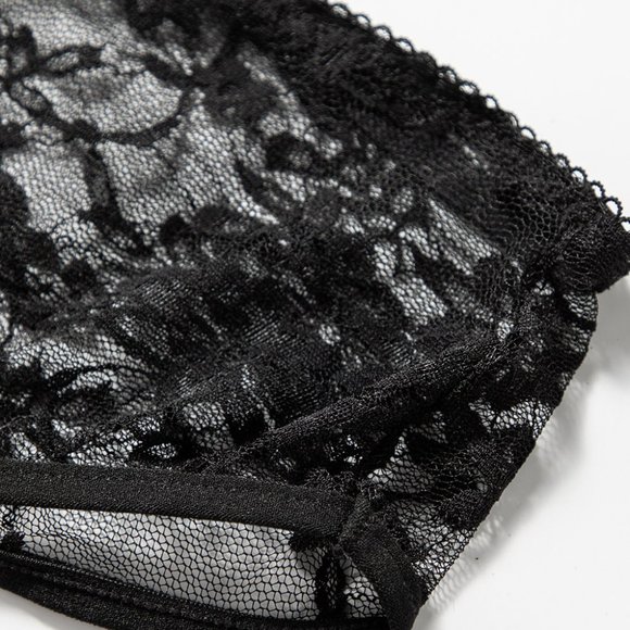 Black Feels Good Being Bad 3 Piece Bralette Lingerie Set Bra panties gloves goth - Picture 15 of 16